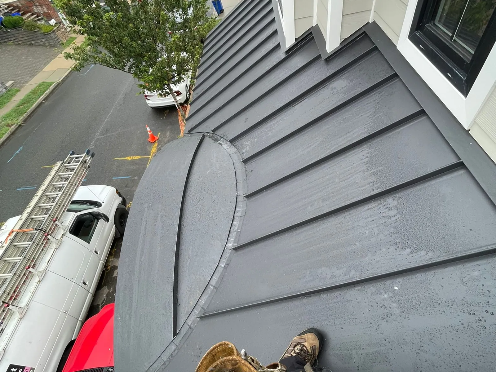 Standing seam detail, metal roofing by Skyline Construction Group